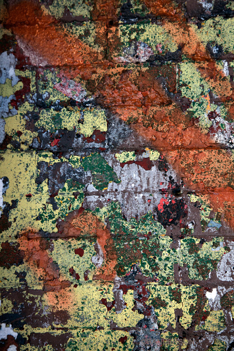 Remnants of peeled-off sign