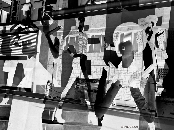 Store window collage/reflection